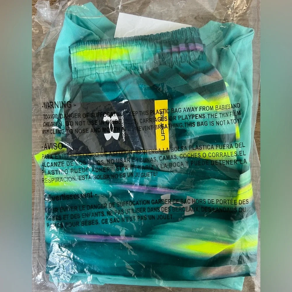 NEW Little Boy Under Armour Turquoise Rashguard & Swim Trunks Set